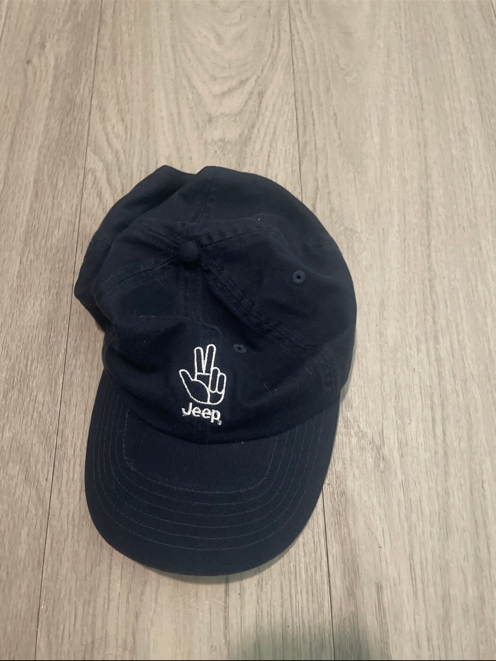 Jeep Navy Baseball Cap with White Peace-Hand Embroidery